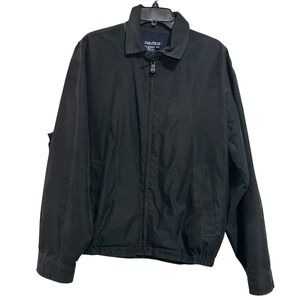 Nautica Mens M Black Full Zip Lightweight Bomber Jacket Coat Windbreaker